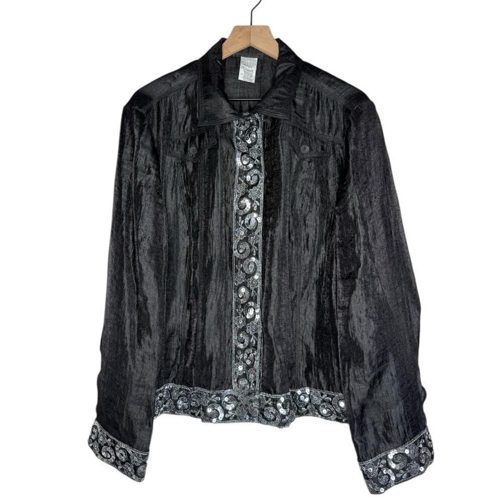 Alain Weiz Couture Black Sequin Embroidered Evening Jacket – Plus Size 22